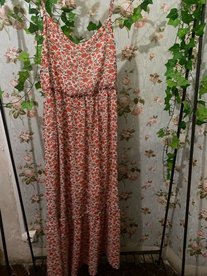 Robe été fleurs rouge dos nu - photo numéro 2