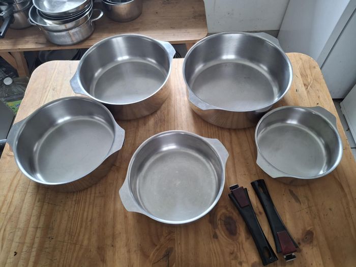 Batterie 5 casseroles en inox 18/10 et cuivre letang et remy - photo numéro 3