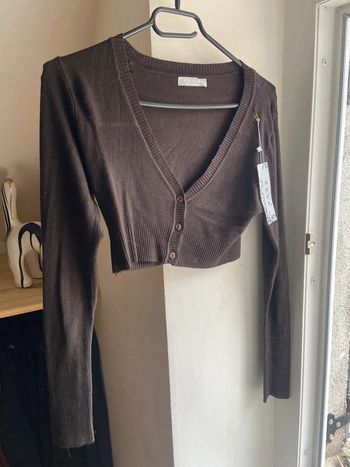 Pull manches longues court marron