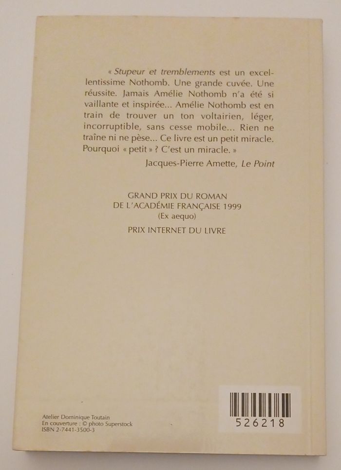 Roman "Stupeur et tremblements" - photo numéro 2