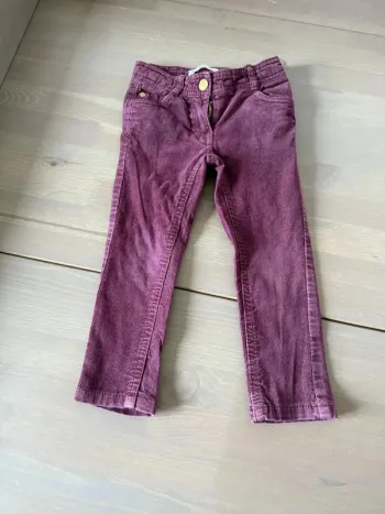 Pantalon Fille Gemo en Velours Côtelé Violet - Très Bon État - Taille 2 Ans