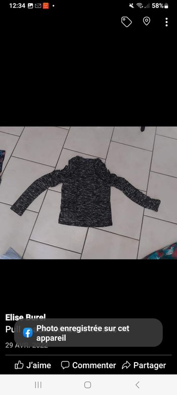 Pull gris chiné fille kiabi 10 ans épaules dénudées
