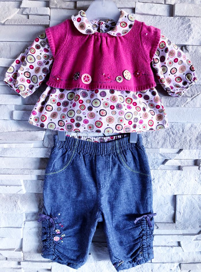 CATIMINI - ENSEMBLE 6/7P BÉBÉ FILLE MOTIF FORMES GÉOMÉTRIQUES, BRODERIES & FANTAISIES 3M - photo numéro 5