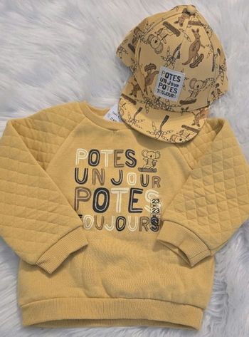NEUF (non porté)💙🤩😍NEUFS (non portés) 😍superbes sweat molleton 23 MOIS et casquette garçon 🤩😍💙