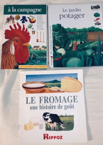 Lot de 3 livres potager, campagne, fromage