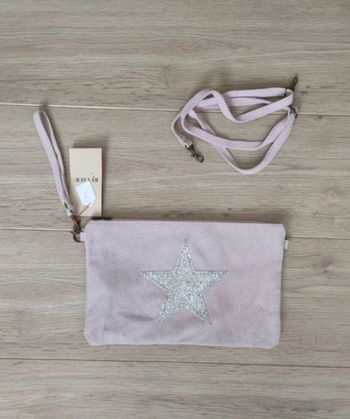 Pochette rose pâle cuir