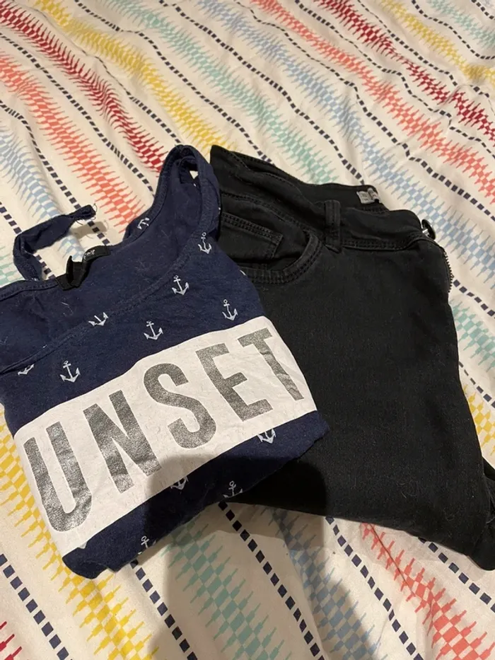 Lot débardeur et jean noir taille S - M