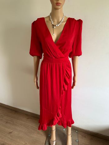 Robe longue asymétrique rouge neuve Morgan taille 44 (valeur 85€)