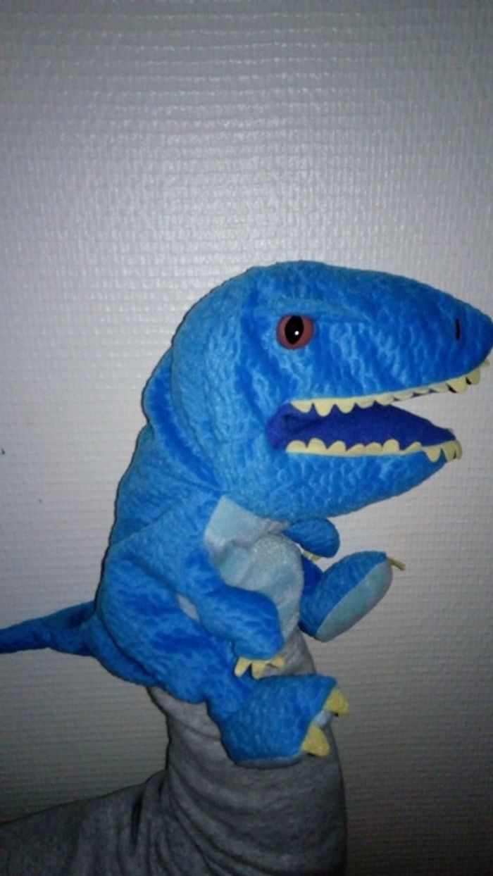 Marionnette Vélociraptor bleu