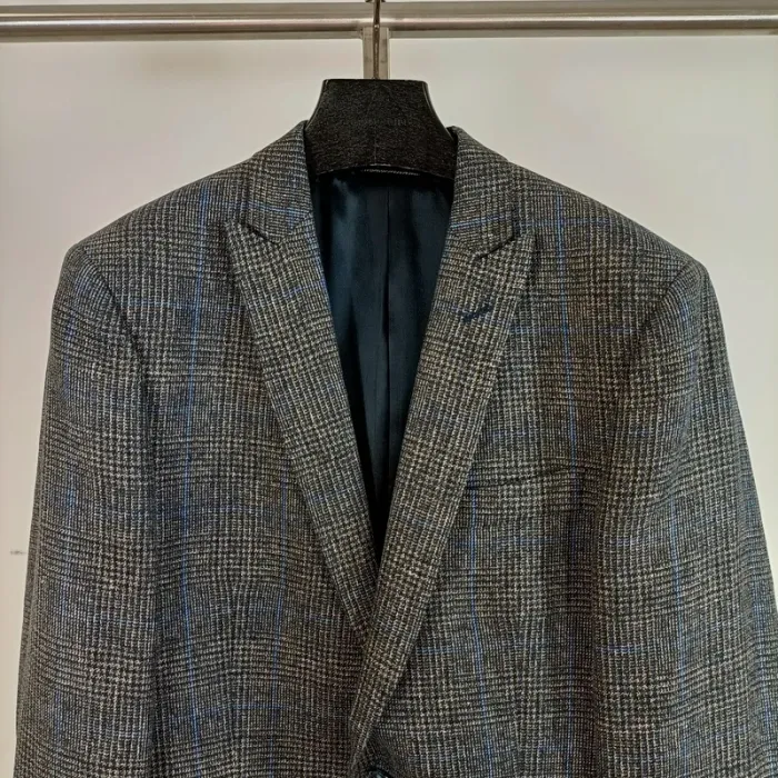 Veste à carreaux en lin Collection Premium - Taille 50 A490 - photo numéro 2