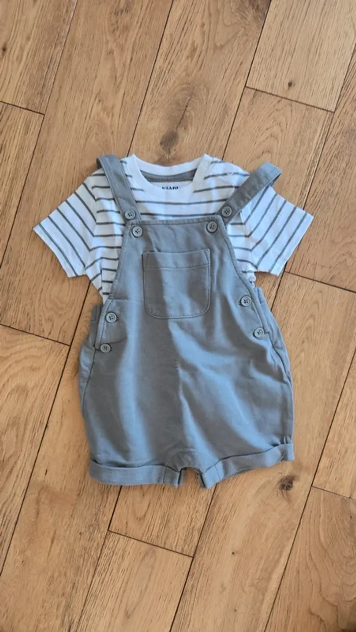 Ensemble t-shirt salopette short garçon Kiabi - 12 mois