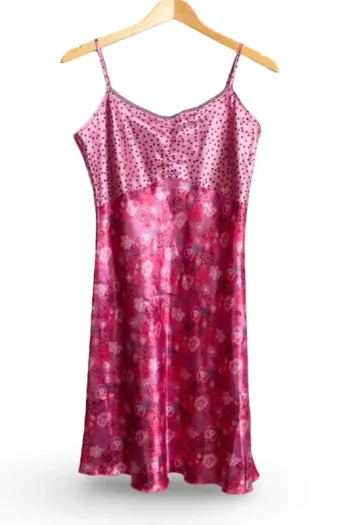 Robe fluide rose à motifs fleurs et pois • pink dress floral print polka dots 38/40