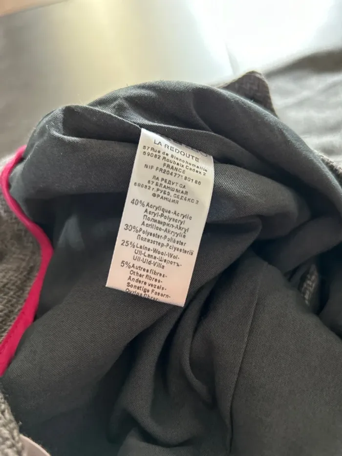 Pantalon en laine motif chevron femme, gris taille 34 la redoute - photo numéro 5