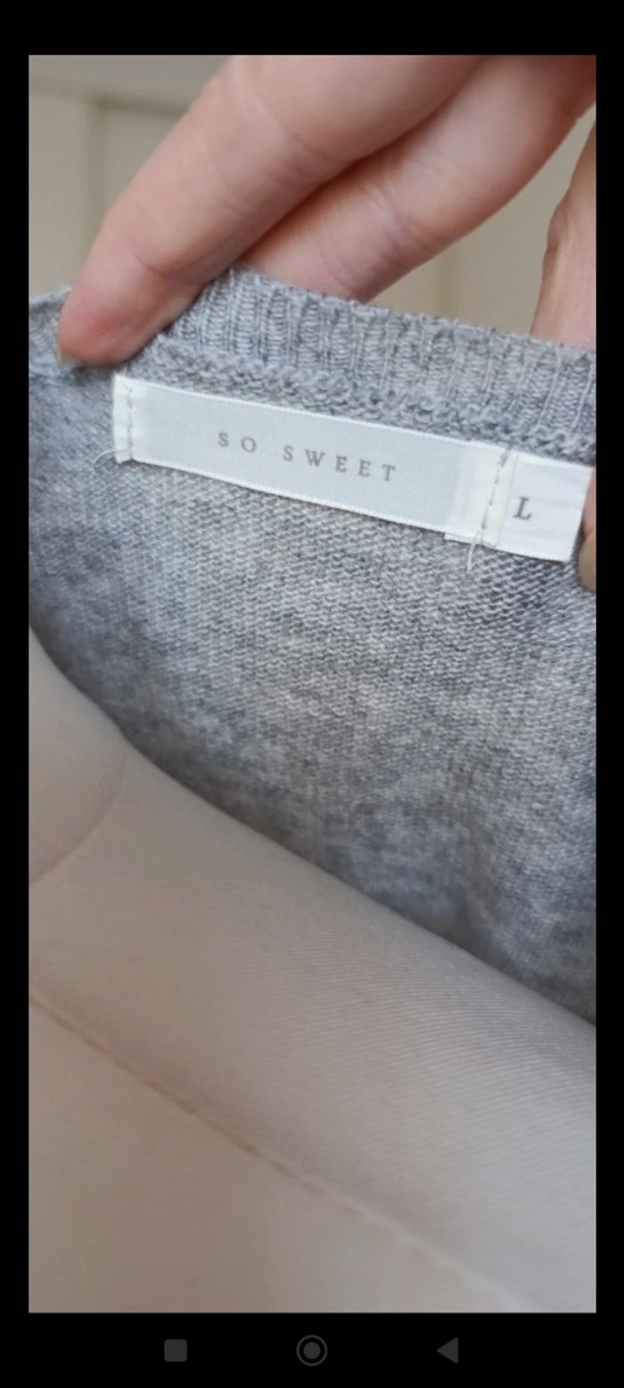 Gilet fin gris taille L - so sweet / laine cachemire - photo numéro 2