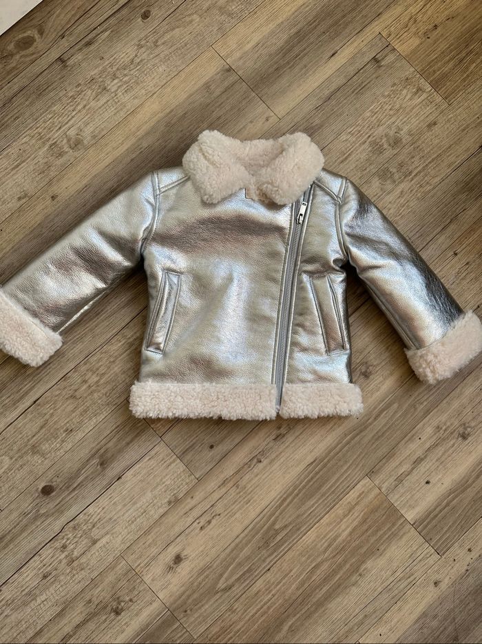 Perfecto fourrée argenté h&m 2/4 ans fille