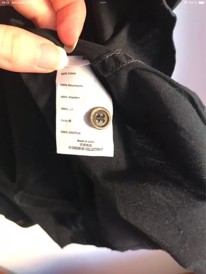 Chemise noire à carreaux ton sur ton Oxbow taille L - photo numéro 12