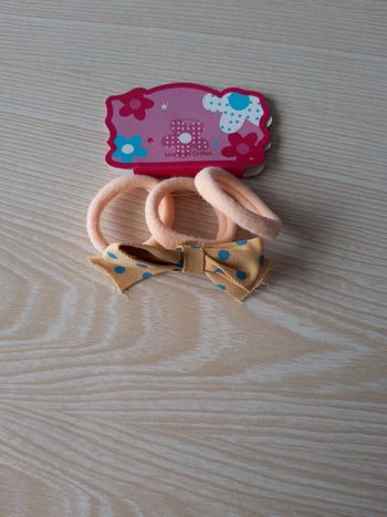 Lot élastique abricot 1 nœud jaune pois bleu