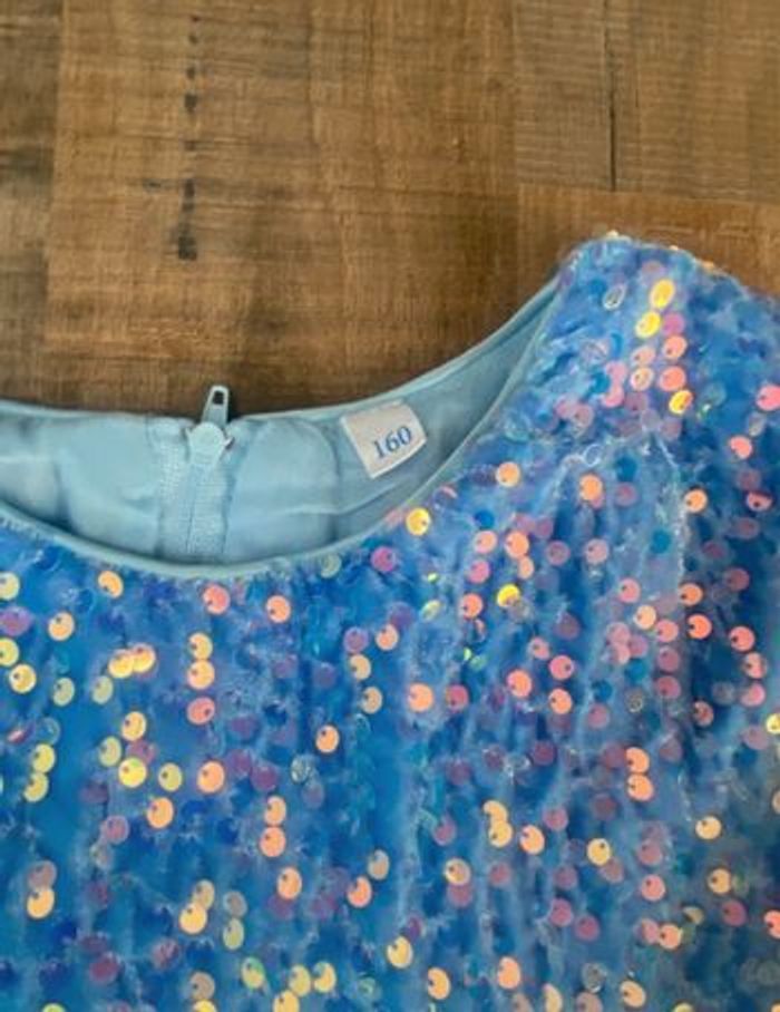 Robe de fête à paillettes bleu - photo numéro 5