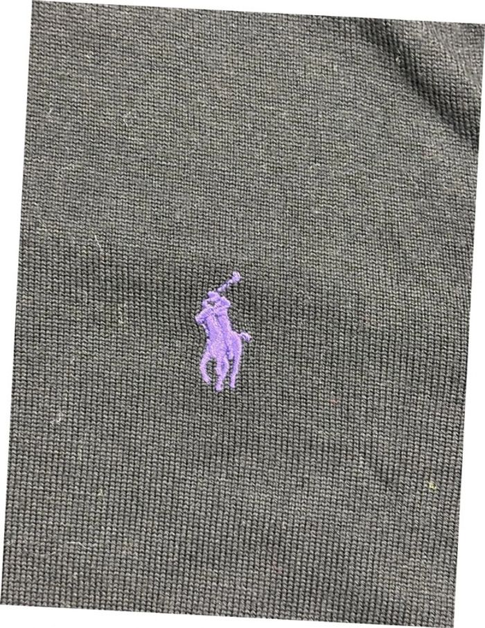 Pull sweat Ralph Lauren avec bouton noir logo violet en laine - photo numéro 4