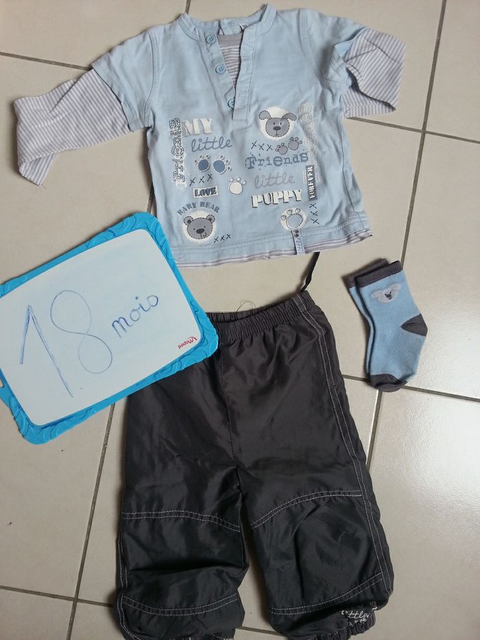 Ensemble t -shirt manches longues, pantalon et chaussettes 18 mois