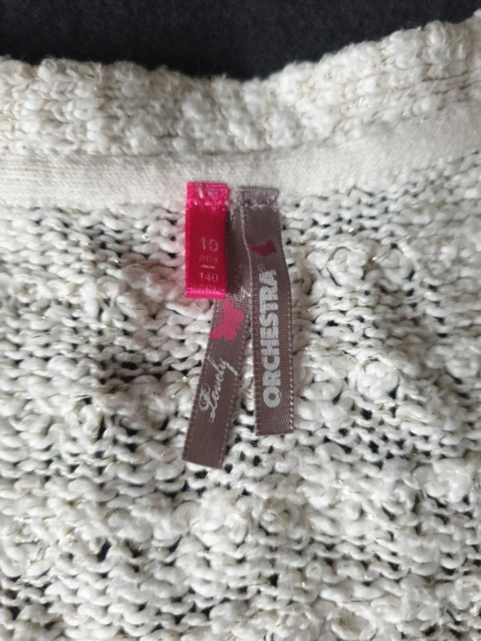 Gilet boléro fille écru et doré marque orchestra taille 10 ans - photo numéro 3