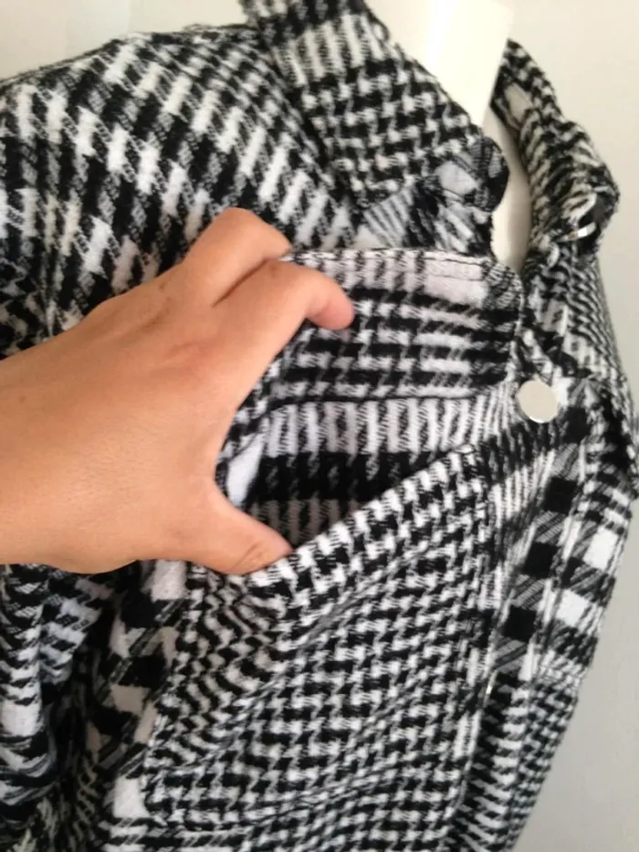 Veste cardigan chemise manches longues pied de poule et carreaux 36 Amisu - photo numéro 3