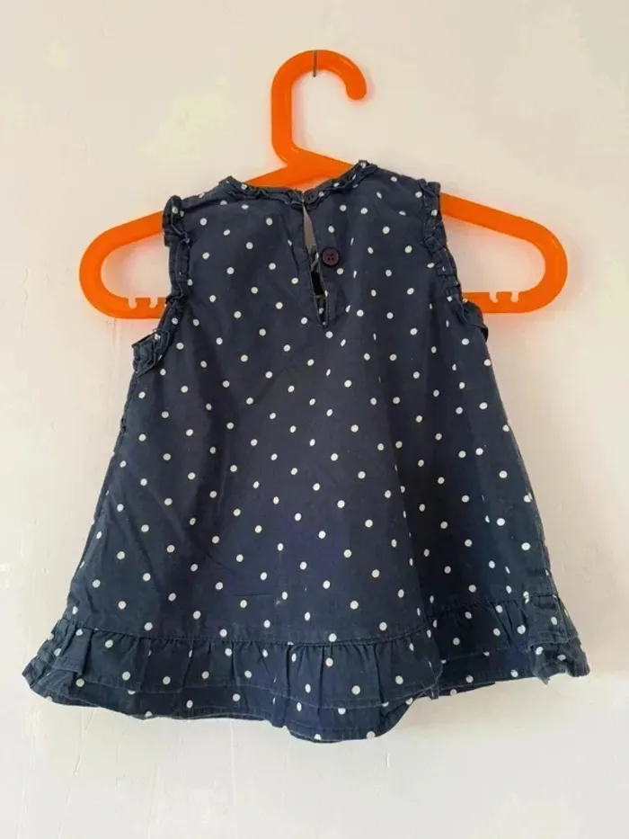 Robe chasuble Tric Trac à pois bleu marine 18 mois (Taille 80) - photo numéro 2