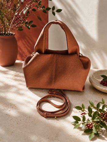 Sac à main Polène en cuir avec bandoulière Marron Vintage - minimaliste 