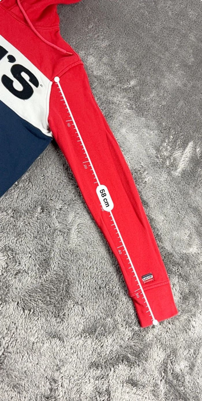 Sweat à Capuche Levi’s 100% coton Rouge, Blanc et Bleu Marine Taille S - photo numéro 5