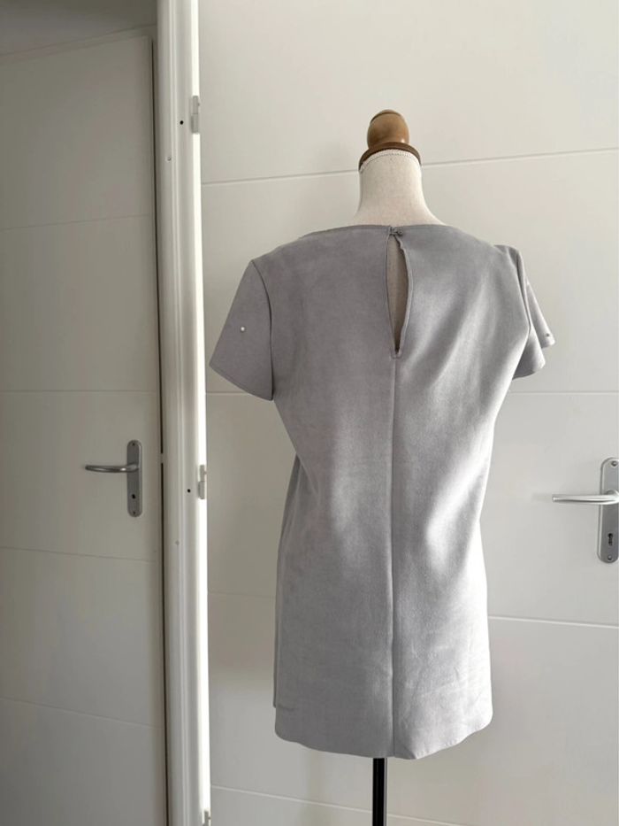 Robe tunique gris perle neuf Kleid dress Vestido Vestito jurk jumpsuit femme volant mujer donna - photo numéro 2
