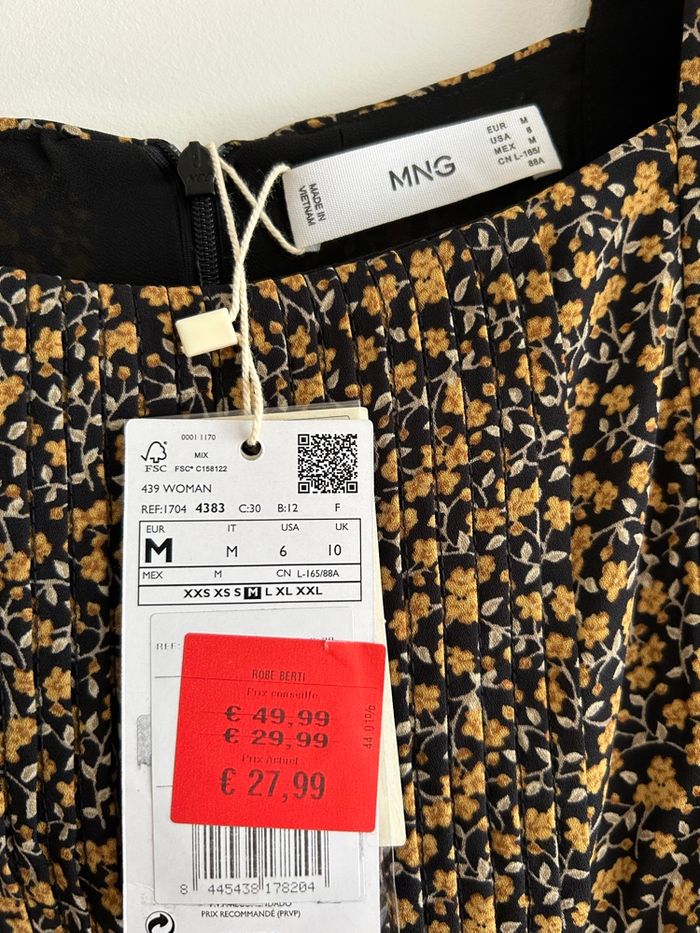 Robe Mango noire et moutarde motif fleuri