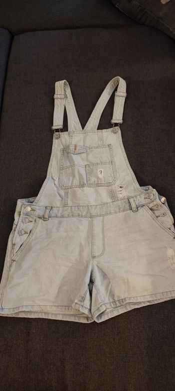 Salopette short en jean clair