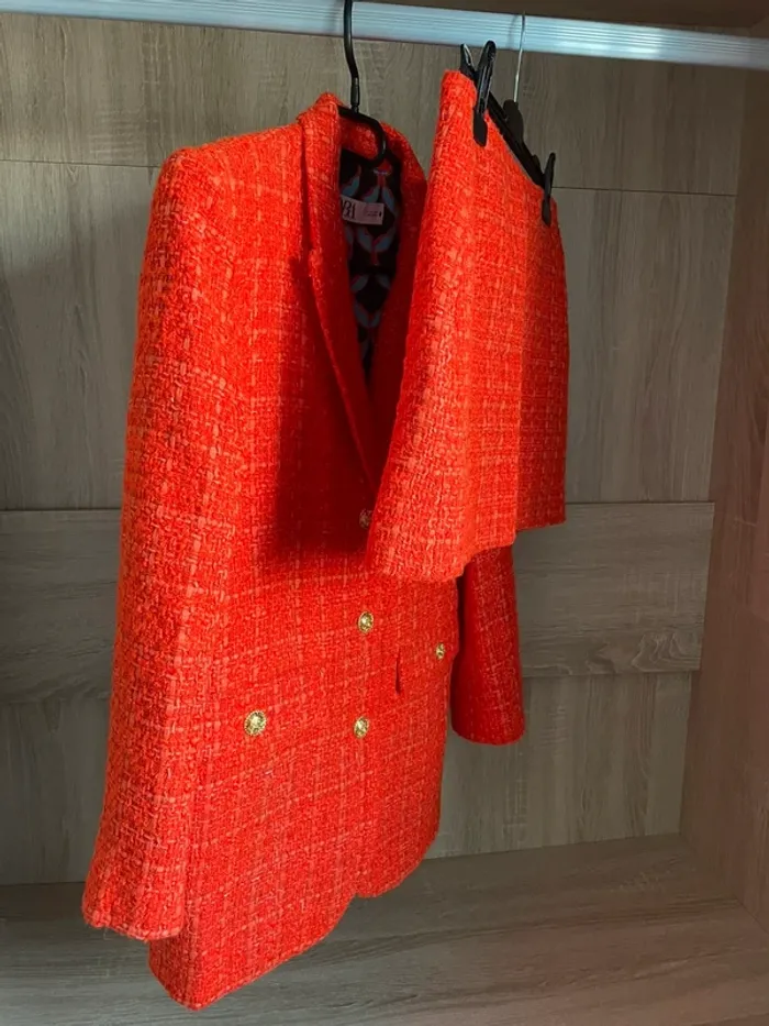 Ensemble tailleur jupe Zara tweed taille S - photo numéro 8