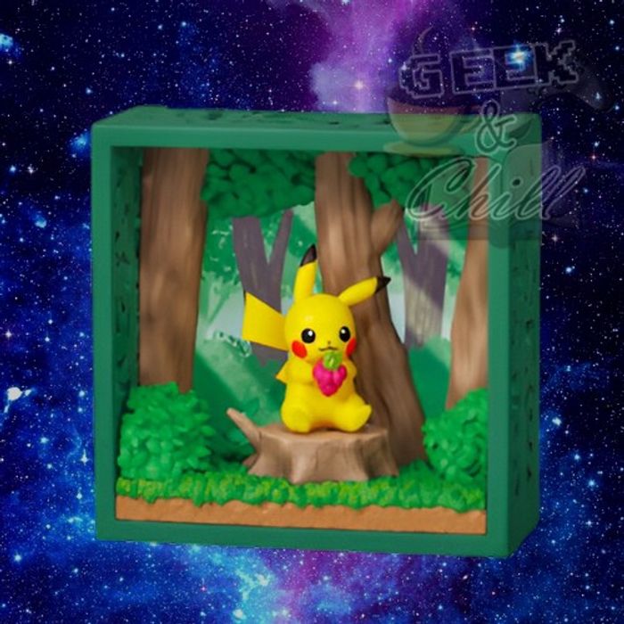 Figurine Re-Ment Pokémon - Frame Deep Wood - Pikachu