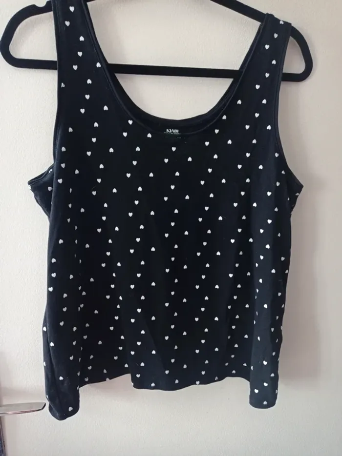 Débardeur noir motif coeur blanc pour femme