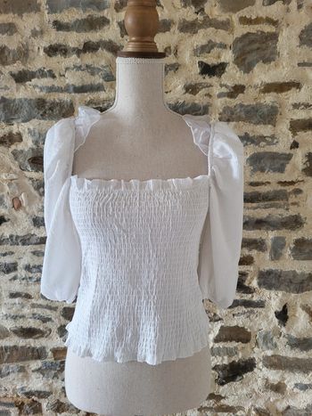 Top style blouse manches courtes blanche H&M Taille M ou 38