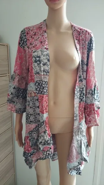 Tunique gilet rose beige femme taille s volants