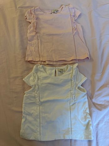 Lot de 2 t-shirts bébé fille - Natalys - Rose & blanc