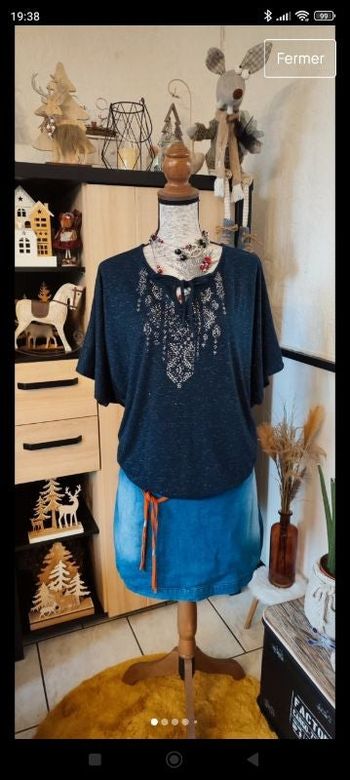 Superbe tee T-shirt blouse oversize brillant