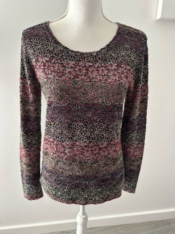 Blouse pailletée en mesh et marguerites Damart Y2K T38 M