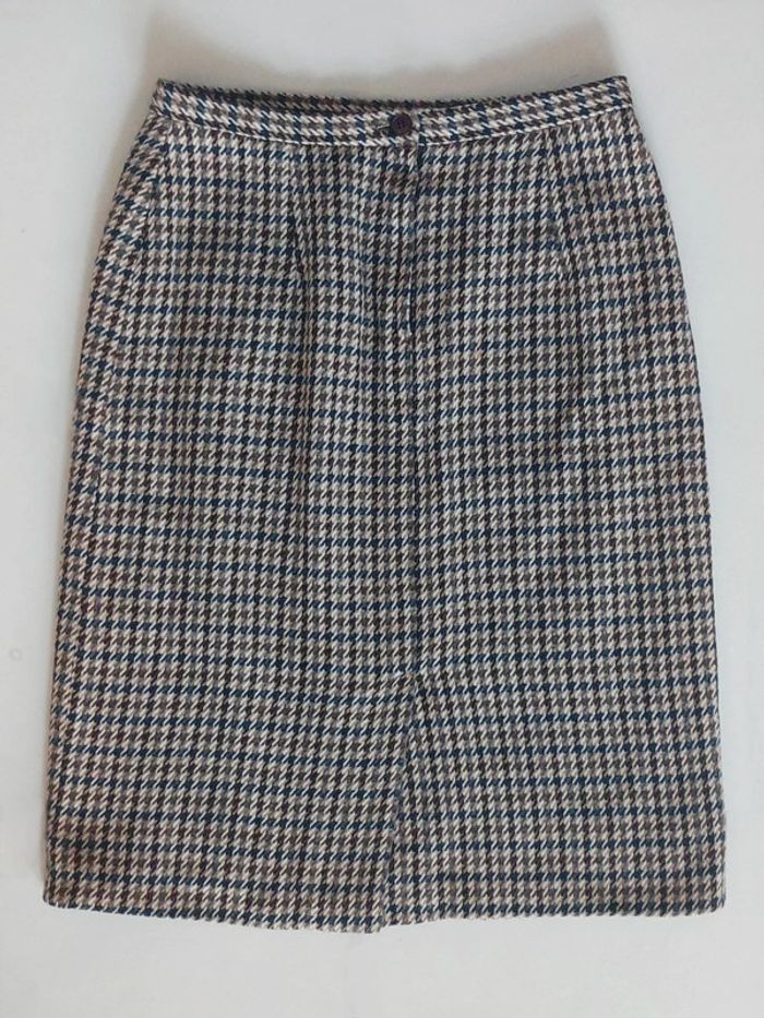 Ensemble tailleur jupe pied de poule marron beige laine vintage / C&A - 38/M ร 40/L - photo numรฉro 16