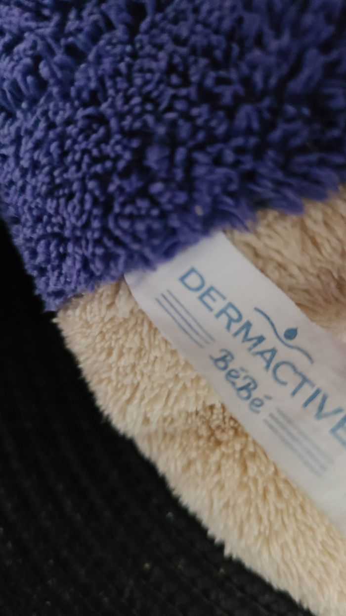 Doudou peluche ours bleu beige Dermactive 20 cm - photo numéro 3