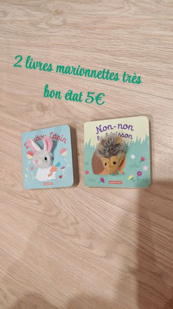 2 livres marionnettes doudou lapin- non non le hérisson
