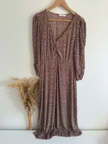 Robe longue Mango bordeaux imprimé