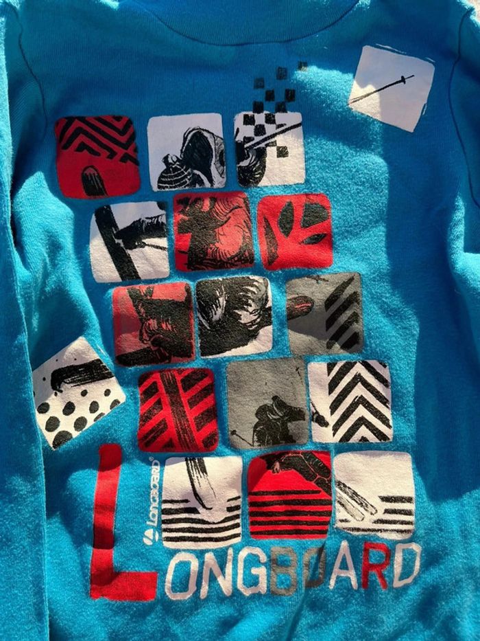 T shirt manche longue col roulé bleu turquoise - photo numéro 5