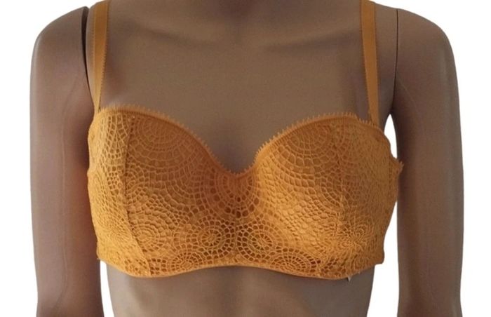👙 Soutiens-gorges jaune avec dentelles 90D neuf Kiabi #emyfleury_soutifs - photo numéro 2