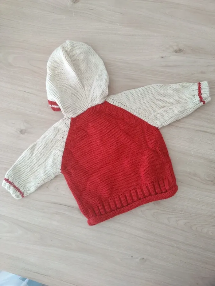 Sweat tricoté à capuche 3 Mois - photo numéro 3