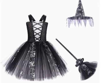 Déguisement robe sorcière Halloween et ces accessoires Taille 4-7ans