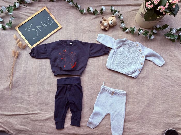 Deux ensembles garçon taille 3 mois (c et a , tape à l’œil, h et m)