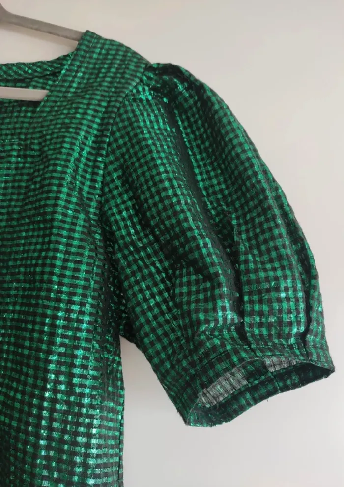 Superbe blouse vintage verte métallisée - Drop vert 🌵🍀 - photo numéro 5